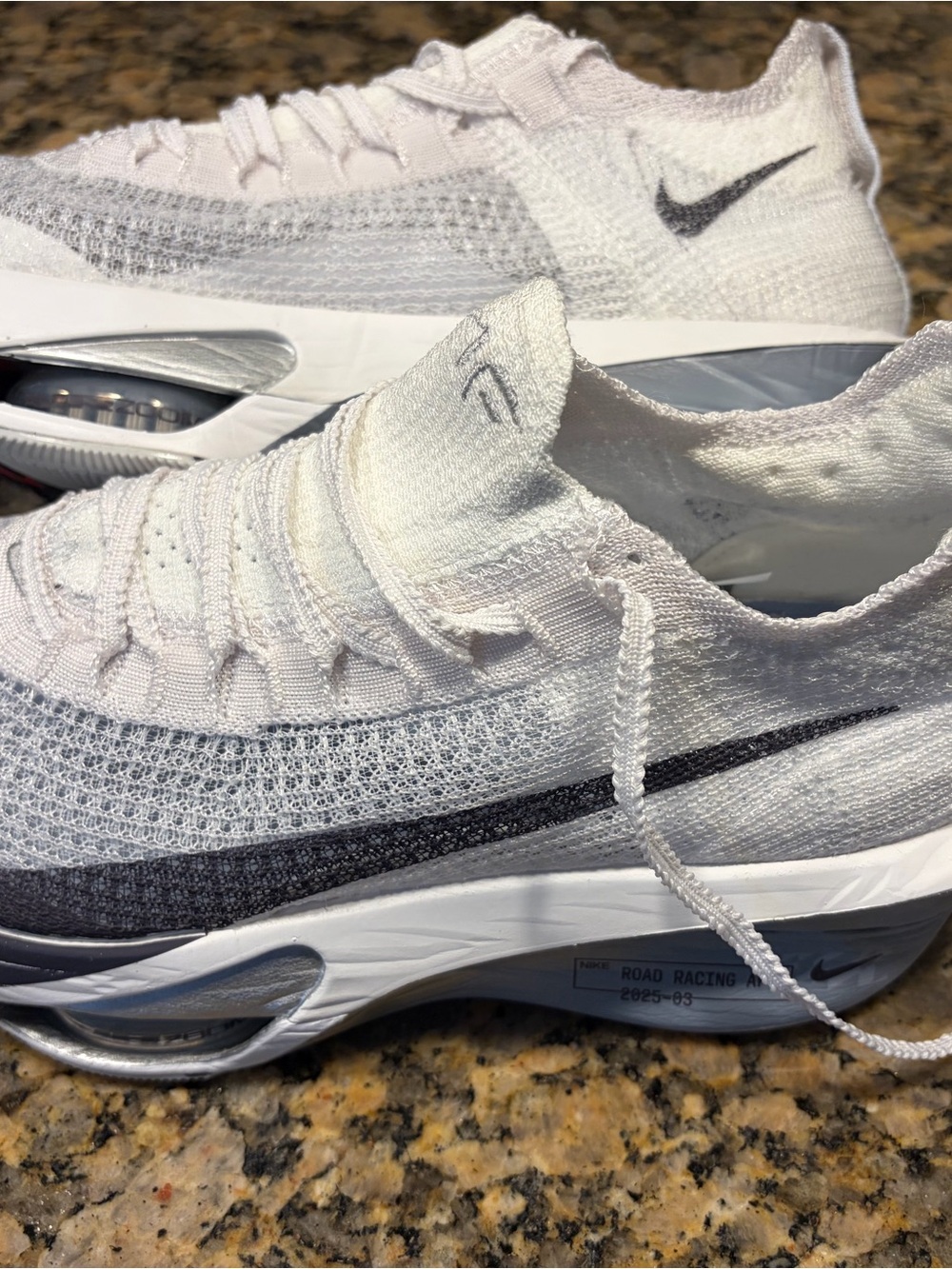 Nike White and Gray Flyknit Road Racing Sneakers - New Without Box